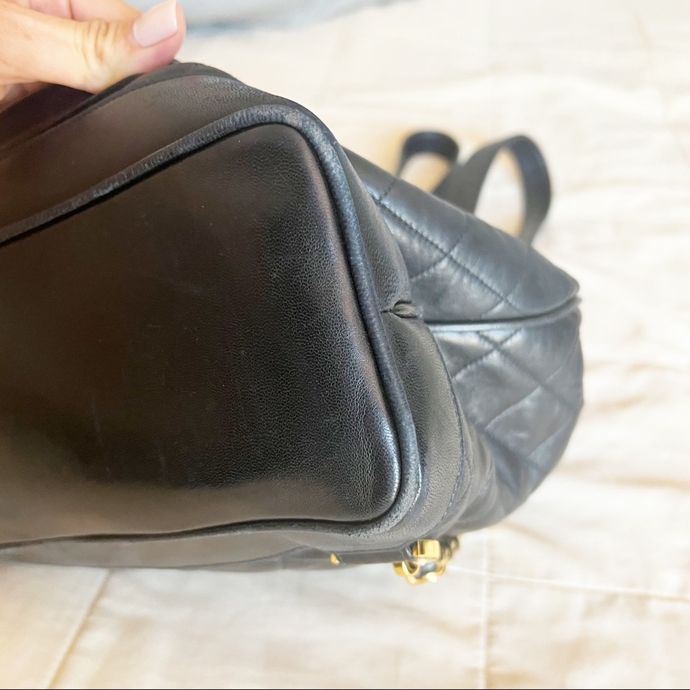 Chanel Vintage Quilted CC Black Lambskin Backpack - Picture 10 of 14